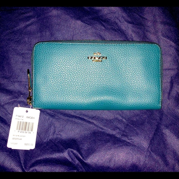 Coach Handbags - Authentic Coach New W/Tags Long Zip Around Wallet Style F16612 Dark Teal